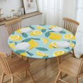 thumbnail image 4 of muroi Citrus Lemons Blue Butterfly Fitted Round Tablecloth Waterproof Table Cloth with Elastic Edge Wipe Clean Table Cover for Indoor Outdoor Fits 45"-50", Medium, 4 of 6