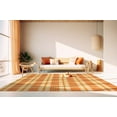 thumbnail image 3 of EORC Orange Hand Knotted Wool Traditional Plaid Rug, 9' x 12'-Color:Orange,Material:Wool, 3 of 5