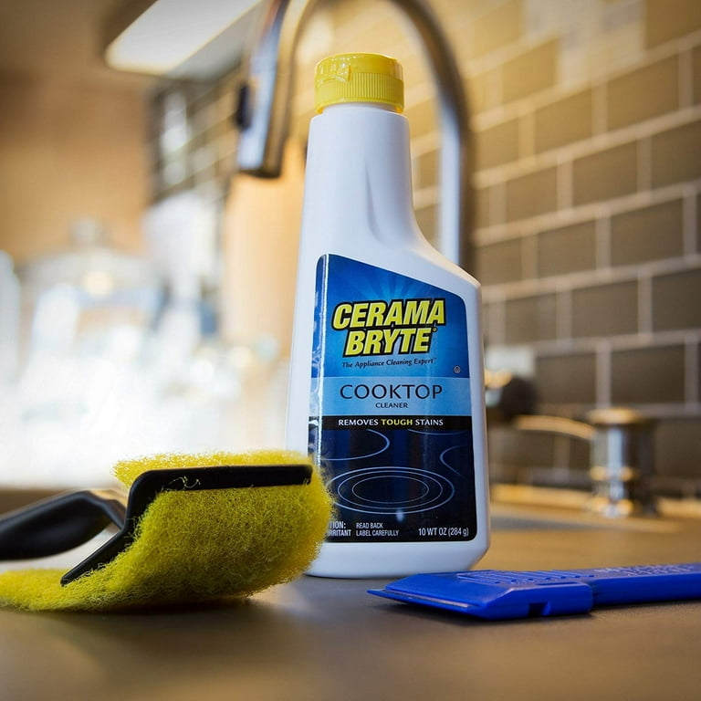 Cerama Bryte - Cooktop Cleaning Kit - Includes 10 oz. Bottle of Cerama  Bryte Cooktop Cleaner, 2 Cleaning Pads, 1 POW-R Grip Pad Tool and 1 Scraper
