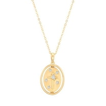 Brilliance Fine Jewelry Sterling Silver 14KT Gold Plated Spinning Cross Dove Oval Pendant Necklace, 20"
