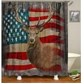 thumbnail image 3 of 4PCS Farmhouse Shower Curtain Set with Rugs, Bear Paw Print Deer Elk Moose Wildlife Hunting Cabin Pine Tree Woodland Vintage Patchwork Brown Buffalo Plaid Country Rustic Bathroom Decor, 3 of 7