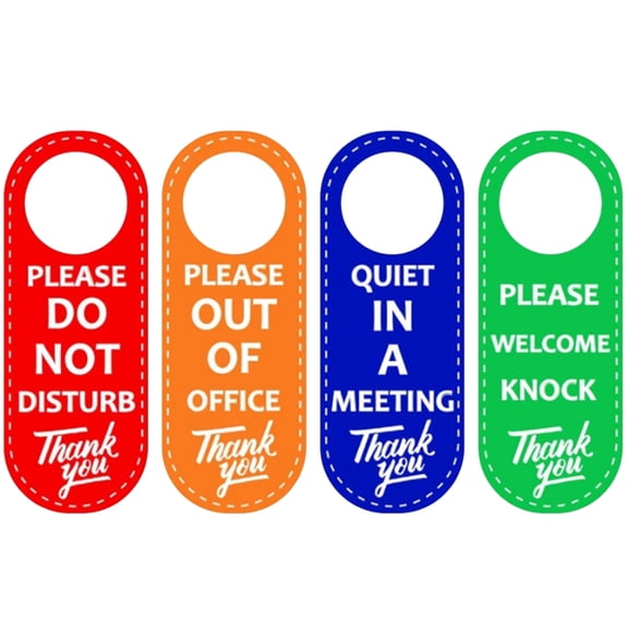 Toyandona 4Pcs Do Not Disturb Door Sign Assorted Color PU Privacy Hanging Indicator for Office or Hotel Use