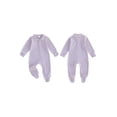 thumbnail image 2 of BemeyourBBs Newborn Baby Girl Boy Spring Fall Winter Clothes Outfit Footed Romper 0 3 6 Months Casual Long Sleeve Lapel Collar Stripes Print Zip Up Footie Jumpsuit One Piece Outfits, 2 of 9