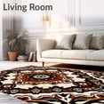 thumbnail image 2 of ODIKA 8'x10' Machine Washable Non-Slip Area Rug, Reversible Medallion with Intricate Floral Motifs High Traffic Rug with Pad, Brown, 710494, 2 of 8