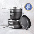 thumbnail image 3 of Granitestone Stackable Pots and Pans Set Nonstick, 10 Piece Space Saving Complete Kitchen Cookware Set with Ultra Nonstick Mineral & Diamond Coating, Oven & Dishwasher Safe, Healthy & Toxin Free-Black, 3 of 9
