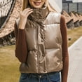 thumbnail image 2 of Ashirexll Puffer Vest Women, Womens Winter Coats, Zip Up Fashion Stand Collar Sleeveless Coat with Pocket, 2 of 7