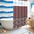 thumbnail image 5 of No Hook Shower Curtain, Boho Red Brown Flower Shower Curtains for Bathroom with See Through Top Window, Abstract Bohemia Pesley Floral Waterproof & Washable Bath Curtain Narrow 54"x78", 5 of 9