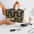 thumbnail image 6 of Toiletry Bag, golden anchor rope black cool Leather Waterproof Travel Makeup Cosmetic Bag Organizer, Large Capacity Toiletry Bag for Travel Size Toiletries, Skin Care Bag for Women, 6 of 8