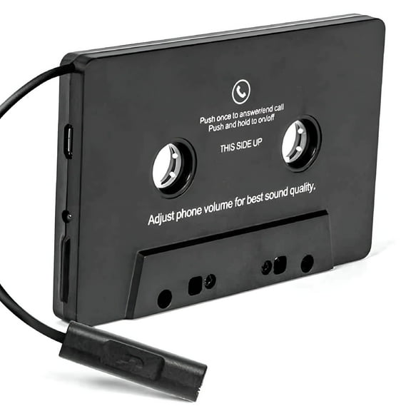 GJX Bluetooth 5.0 Car Audio Cassette Adapter with Built-in Microphone, Black, Universal Fit