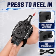 Tigozz Web Shooter Wrist Toy for Kids, USB Rechargeable Rope Launcher with Suction Cup, Auto Reel, Glove and Accessories for Role Play, Black