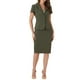 thumbnail image 1 of Conjunto de traje de negocios de 2 piezas para mujeres INSPIRE CHIC, chaqueta de blazer de manga corta y falda lápiz XS verde ejército, 1 of 6