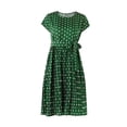 thumbnail image 4 of Seyurigaoka Summer Family Matching Dress, Mother and Daughter Short Sleeve Waist Tie Dots Print Dress, 4 of 9