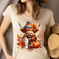 thumbnail image 4 of Highland Cow Tee | Pumpkin Coffee Fall Shirt | Unisex Casual T-Shirt, White, Size S, 4 of 6