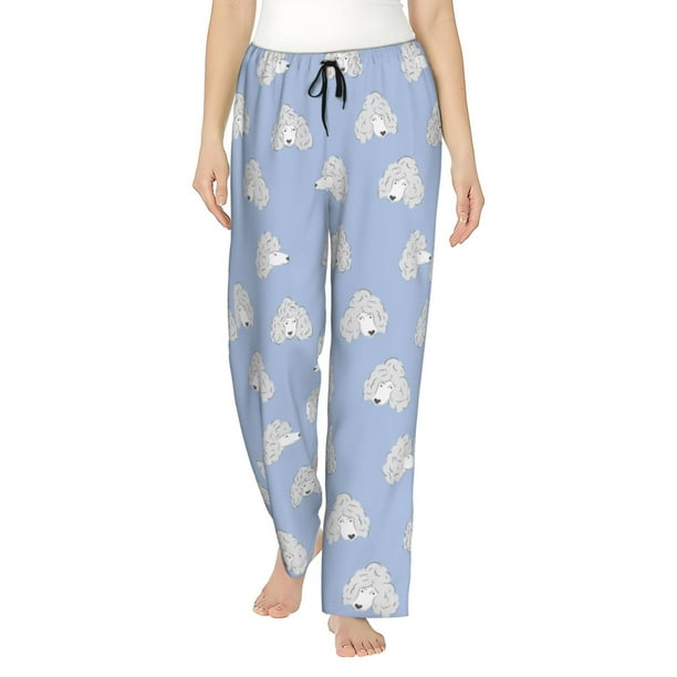 Balery Cute Poodle Dog Pantalones de pijama para mujer, pijamas ultraligeros, pantalones de estar por casa-Medium