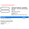 thumbnail image 2 of Valve Cover Gasket Set - Compatible with 1969 - 1974 Ford E-300 Econoline 5.0L V8 1970 1971 1972 1973, 2 of 2