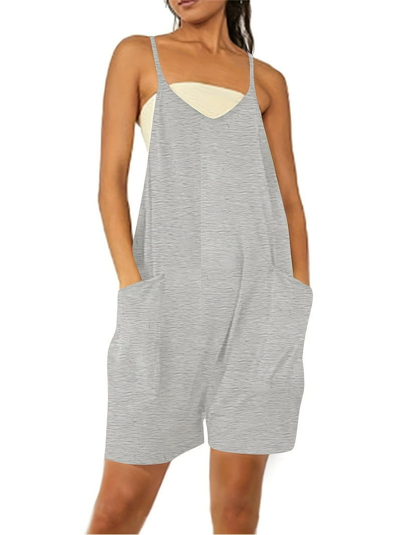 【試着のみ】Ribbon Romper Sサイズ Stylish Casual V-Neck Romper for Women - Knee-Length with