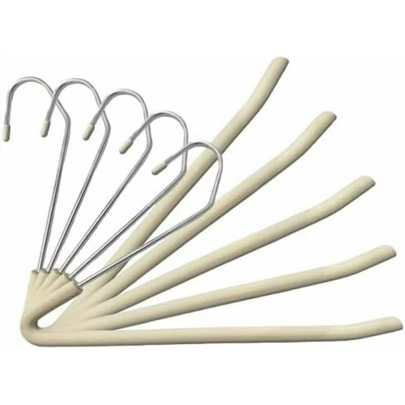 Open Ended Non Slip Sponge Padded Pants Hangers - Chrome Plating Foam Heavy Duty Space Saving Beige 5