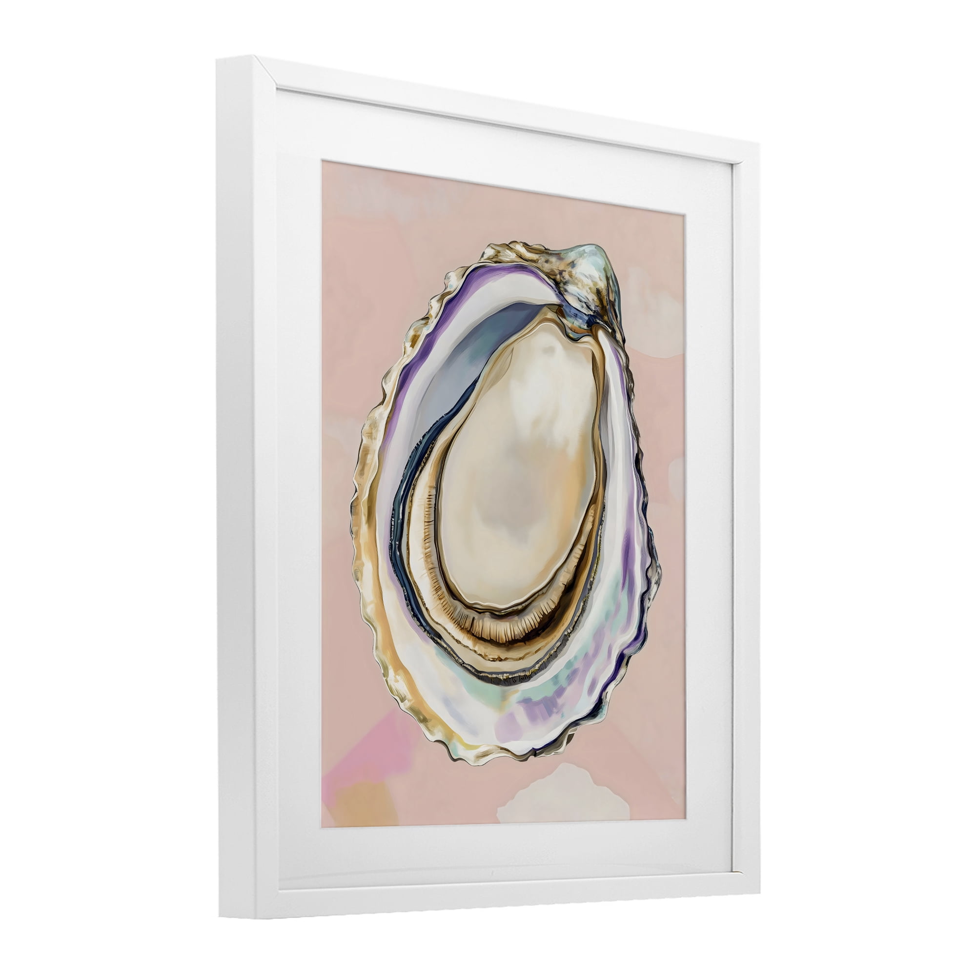 Stupell Industries Pink Oyster Shell Elegance White Framed Print Under Glass, design by The Prints Vibe