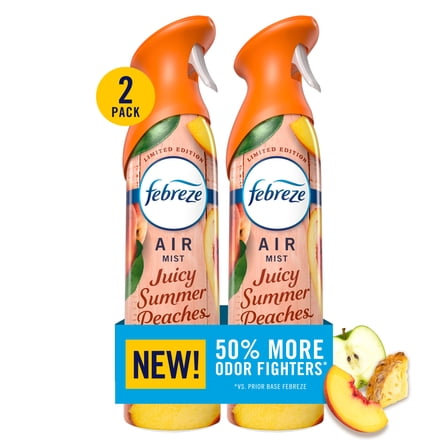 Febreze Air Mist Air Freshener Spray, Juicy Summer Peaches, 8.1oz 2 Count