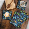 thumbnail image 5 of DarkBlue Colorful Dinosaurs Leaves Pattern Kitchen Oven Mitt and Pot Holder Sets 4 Pcs for Baking, Cooking and Grilling, Heat Resistant Up To 392 °F, 5 of 7