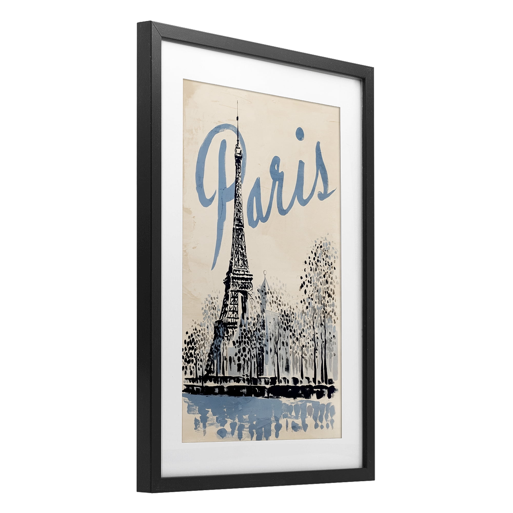 Stupell Industries Blue & Beige Paris Travel Black Framed Print Under Glass, design by Annabelle Hall