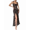 thumbnail image 3 of Women's Leopard Print Bodycon Dresses Spaghetti Strap Long Maxi Drawstring Slit Ruched Dress for Party Cocktail Leopard Print S, 3 of 7