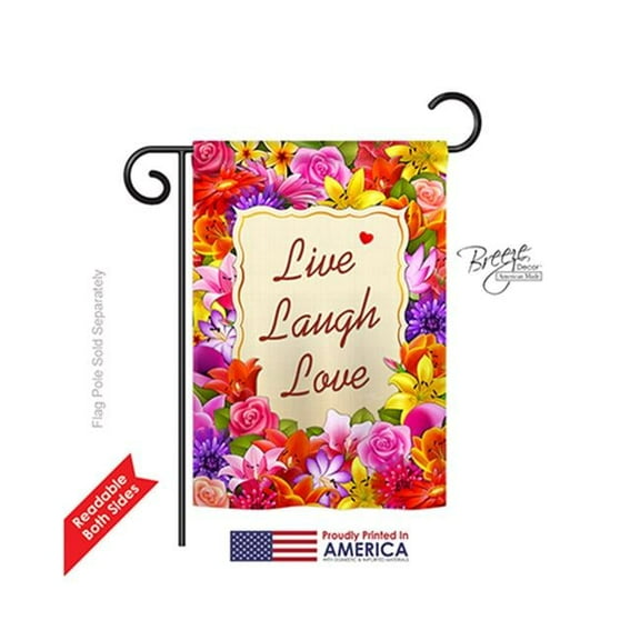 Breeze Decor 50055 Welcome Live, Laugh, Love 2-Sided Impression Garden Flag - 13 x 18.5 in.
