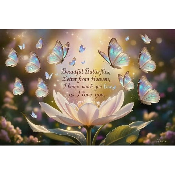300 Piece Jigsaw Puzzle for Adults Beautiful Butterflies Letter from Heaven I Know How Much You Love Me, as Much as I Love You Wooden Jigsaw Puzzles for Family Activities Games Toys Gifts
