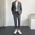 thumbnail image 2 of Conjunto de 2 piezas para hombre, chaqueta gris, traje informal completo para hombre, tendencias de ropa de primavera y otoño de Corea, disfraces, pantalones de lujo, ceremonia, 2 of 5