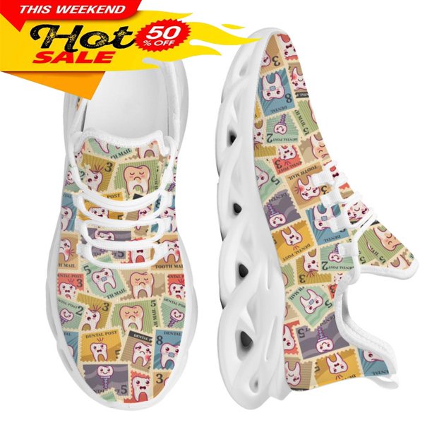 Zapatos planos con estampado de dibujos animados para mujer, zapatillas informales de malla transpirable, cómodas para el trabajo