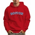 thumbnail image 4 of Men's 100% Cotton Blue BOSTON Hoodie 330g Thick Pocket Hood, 4 of 16