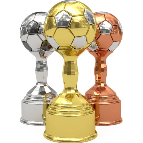 SP13467 Gold Silver Bronze World Soccer Cup Trophy Set Cardboard Cutout Standee Standup