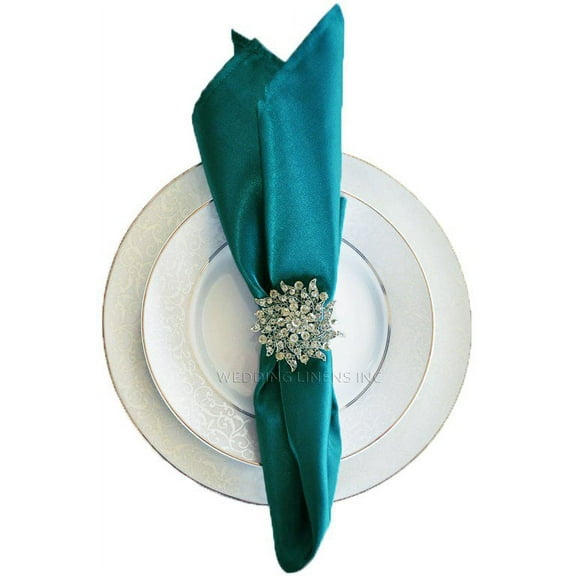 Wedding Linens Inc. (10pcs) 20'' x 20" Heavy Duty Satin Table Napkins Napkin for wedding Party Decorations Events - Peacock