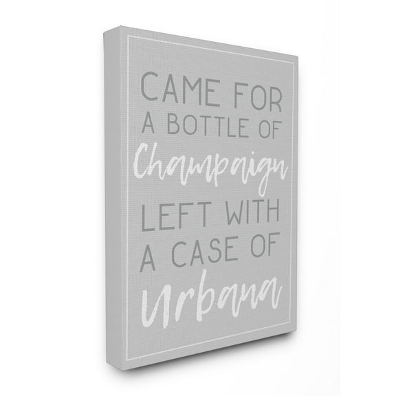 Stupell Champaign Urbana Light Grey Typography Stretched Canvas Wall Art 24 x 30
