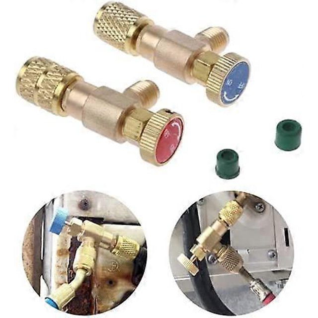 Refrigerant Valve, Liquid Safety Valve for R410a R22 Air Conditioning Refrigerant ,1/4 "Safety Adapter Refrigerant Charging Valve2pcs