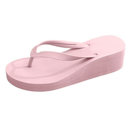 OJSFQUFP Fashion Flip Flops for Women Ladies Platform Wedges Bohemian Beach Shoes Slippers Sandals Casual Sandals for Women Pink 39