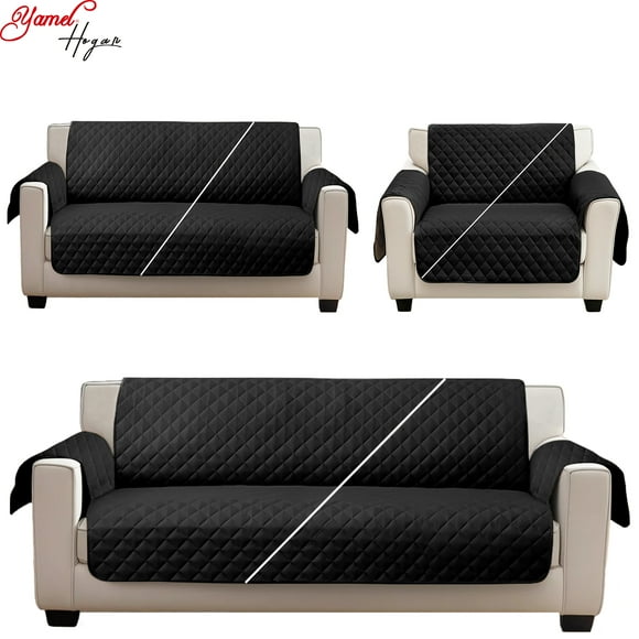 Cubre sala Doble Vista Yamel Juego de 3 Pzas Negro