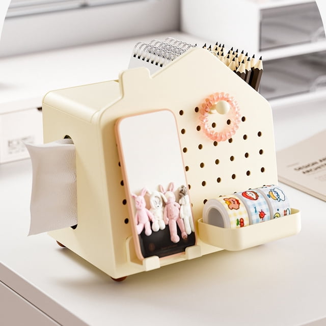 Uncomplicated Pegboard House Tissue Box And Desktop Organizer Distinctive Drawer Storage Rack With Dividers For Living Room Remote Control