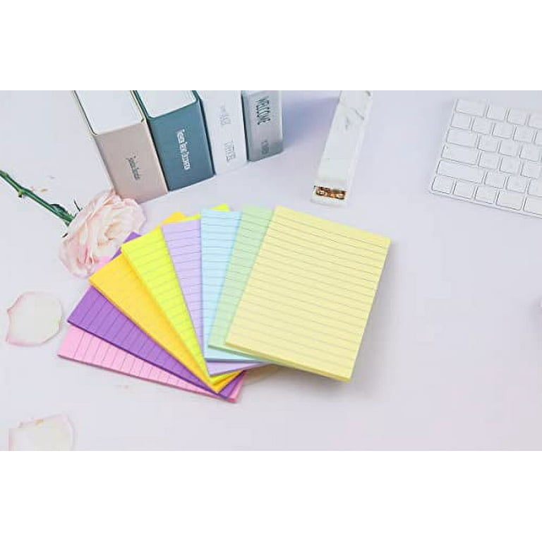  Lined Sticky Notes 4X6 in Bright Ruled Post Stickies Colorful  Super Sticking Power Memo Pads Its, 45 Sheets/pad, 6 Pads/Pack : Office  Products