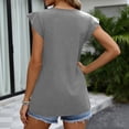 thumbnail image 3 of Summer Tops for Women V Neck Ruffle Sleeve Shirts 2026 Spring Dressy Casual Blouses, Gray 2XL, 3 of 6