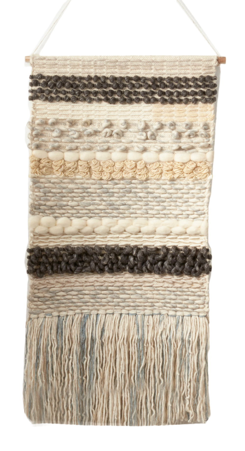 Luxe Handmade Textured Woven Wall Hanging Wool Blend Tassels Wall Art