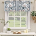 Blue Pink Flowers Curtain Valances for Windows, Kitchen Valance Window ...