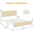 thumbnail image 3 of Queen Size Platform Bed Frame with Natural Rattan Headboard, Heavy Duty Sturdy Steel Slat Support, No Box Spring Needed, White, 3 of 7