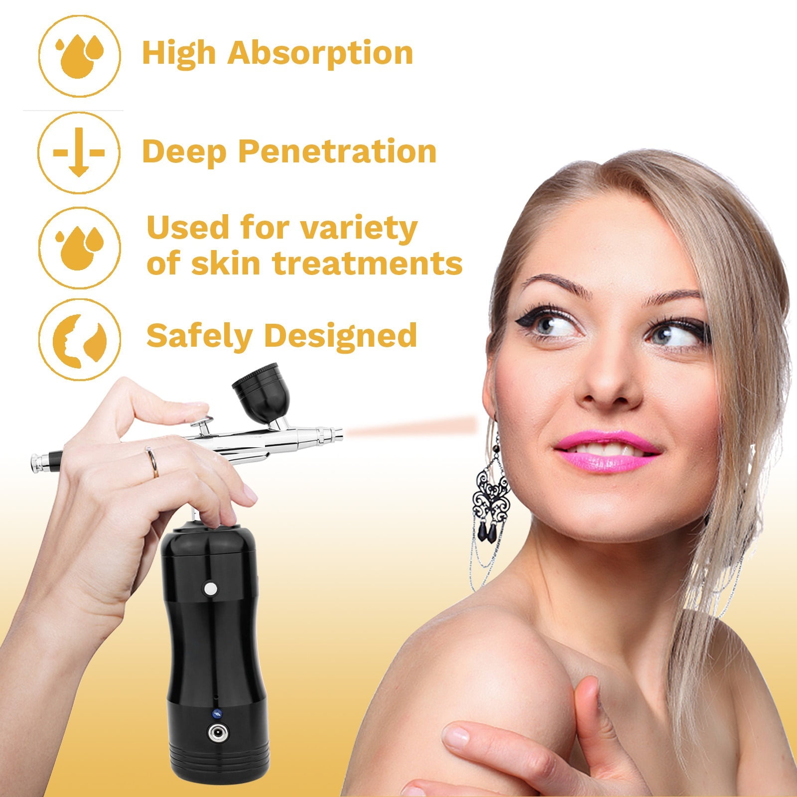 30psi Airbrush Kit With Auto Stop Compressor Handheld Cordless Air Brush Gun Set Wireless Gravity Feed Dual Action Rechargeable ,Effortless cleaning