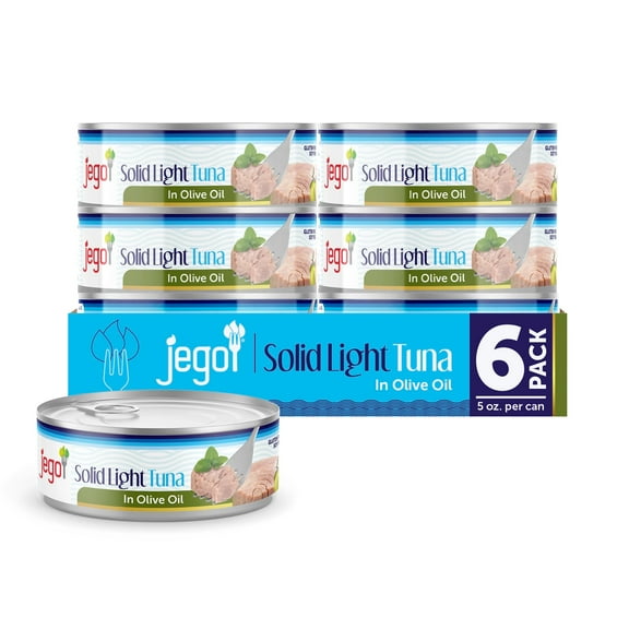 Jego Solid Light Tuna in Olive Oil | Keto | Low Carb | Gluten Free | Soy Free | Canned | Ready to eat | Pack of 6 | 5oz can