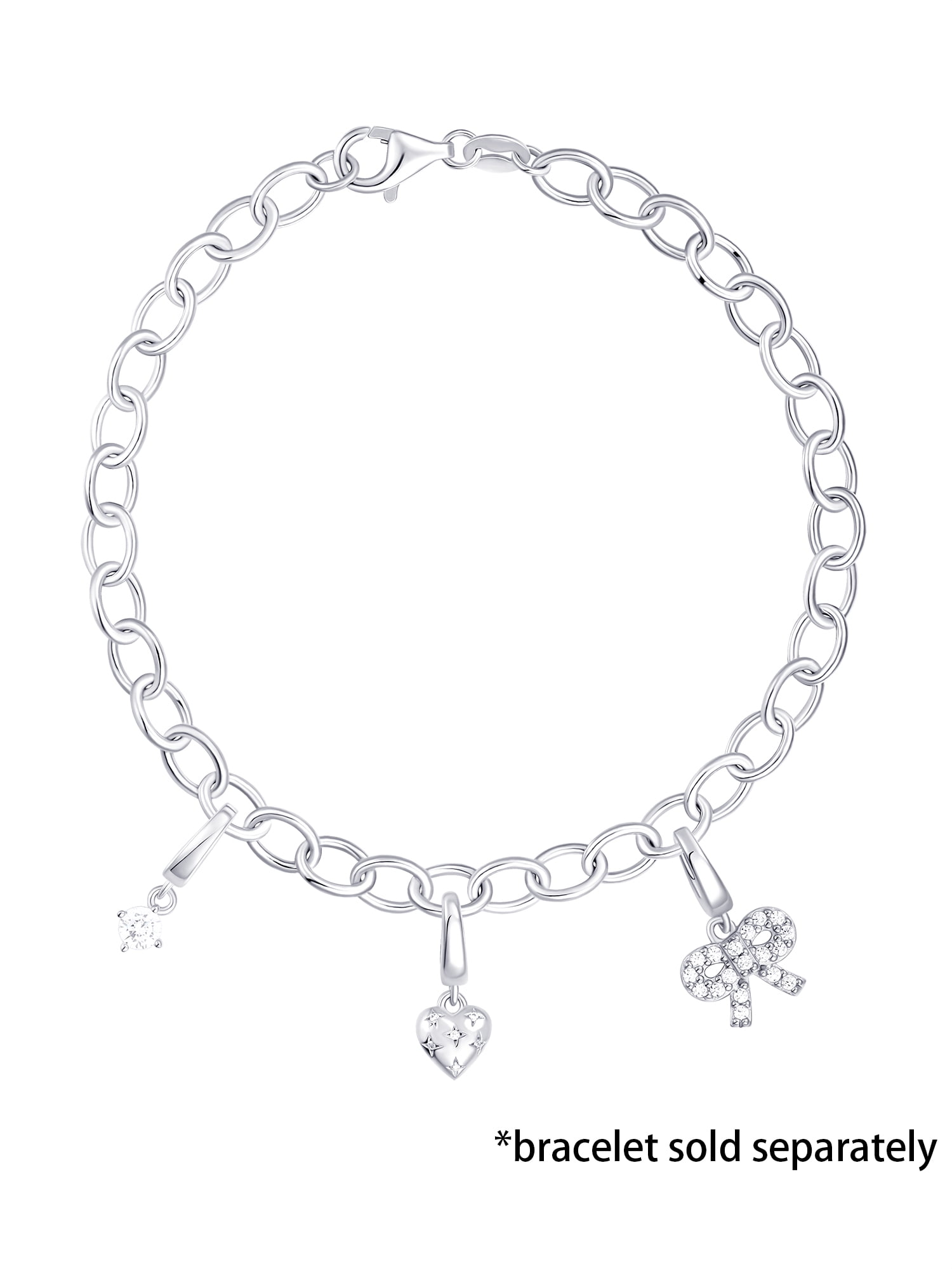 Brilliance Fine Jewelry Simulated Diamonds Bow Charm Set in Sterling Silver