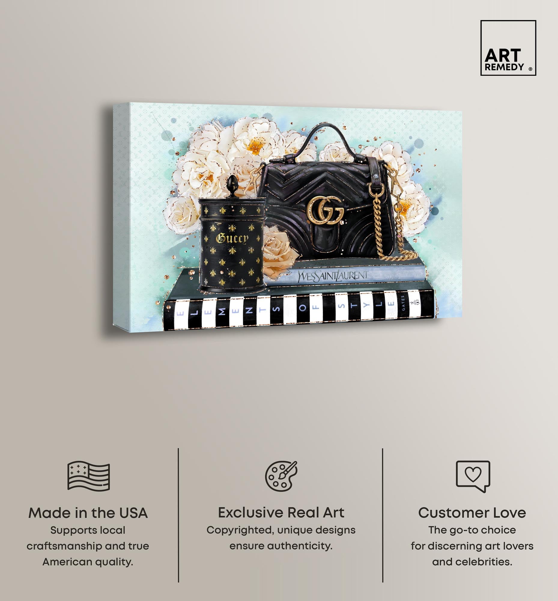 Beloved Elements Blue Canvas Fashion Art Prints by Art Remedy, Gallery Wrapped, 45" x 30"