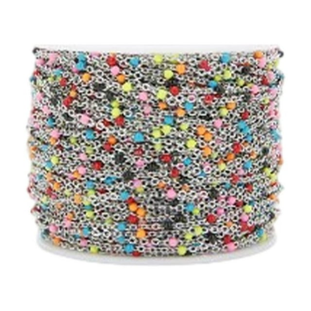 fastboy Chaîne pour Fabrication de Bijoux Robuste en Acier Inoxydable Perles d'Émail Colorées Perles d'Émail Colorées Chaîne en Vrac pour Bijoux Acier+couleur 1 Ensemble