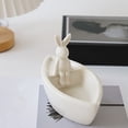 thumbnail image 2 of Meitianfacai Ceramic Bunny Candle Holder, Boat-Shaped Aromatherapy Tray with Cute Rabbit Design for Home and Office Decor, Minimalist Tabletop Display, 2 of 5