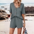 thumbnail image 5 of Summer Women's Casual Suit Tops And Shorts Fashion Two-Piece Set, 5 of 9